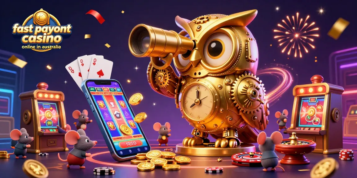 Experience the thrill of a fast payout casino online in Australia with vibrant 3D illustration.