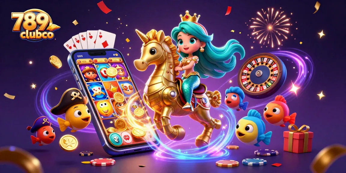 Engage with thrilling games at 789clubco, featuring a vibrant 3D colorful casino scene.