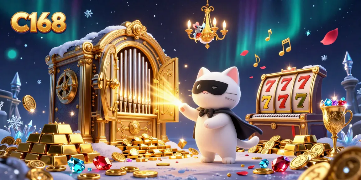 C168 offers an engaging gaming experience with vibrant treasures and characters in a lively casino scene.