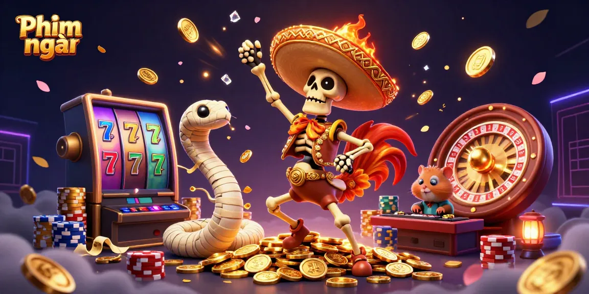 Engage with Phim mới in an exhilarating casino scene featuring vibrant 3D characters and gold coins.