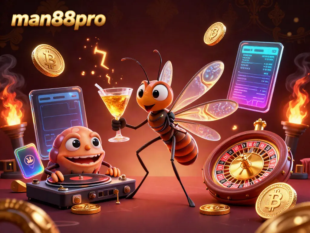 Experience gaming excitement at man88pro with vibrant characters and neon crypto elements.