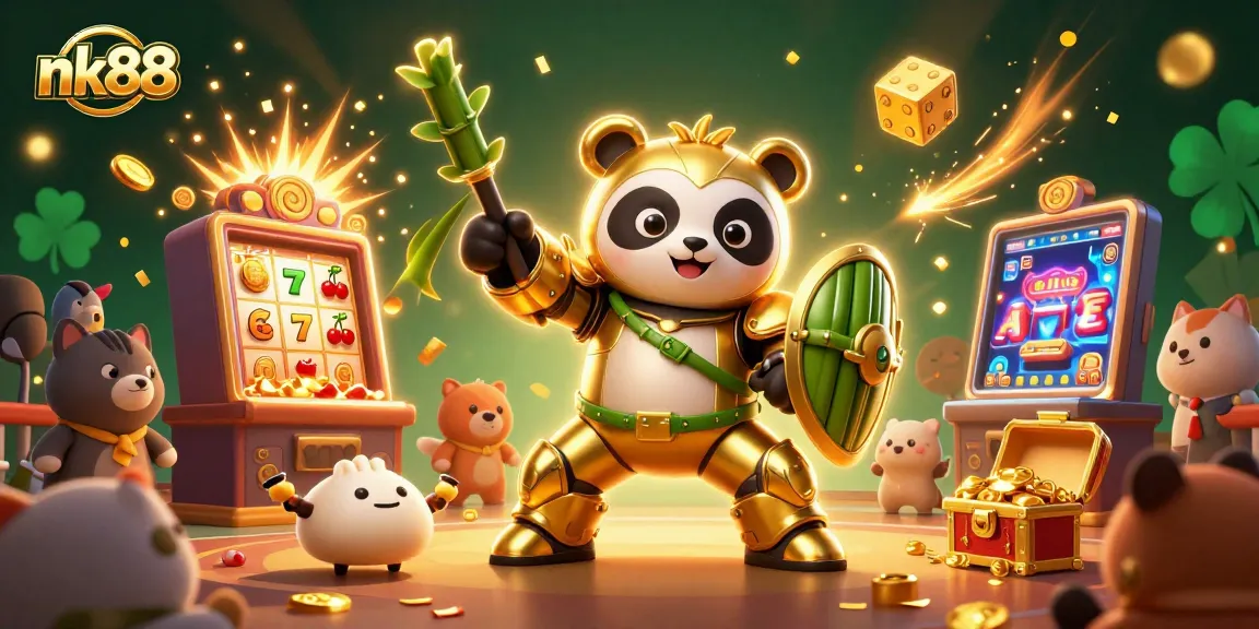 Experience thrilling gameplay at nk88 with a vibrant arcade scene filled with colorful slot machines and exciting casino elements.