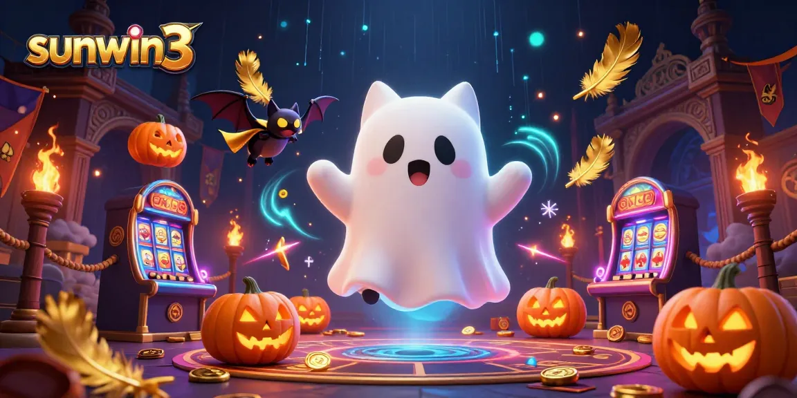 Experience thrilling gameplay with sunwin3 in a vibrant haunted casino scene featuring a ghost cat.